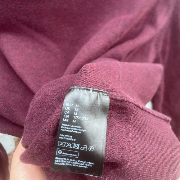H&M Men’s Sweater Crew Neck Purple Heather Knit Long Sleeve Pullover M - Picture 3 of 4
